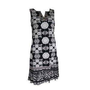 41 HAWTHORN Stitch Fix Black White Sleeveless Jeweled Dress Womens Size S Small